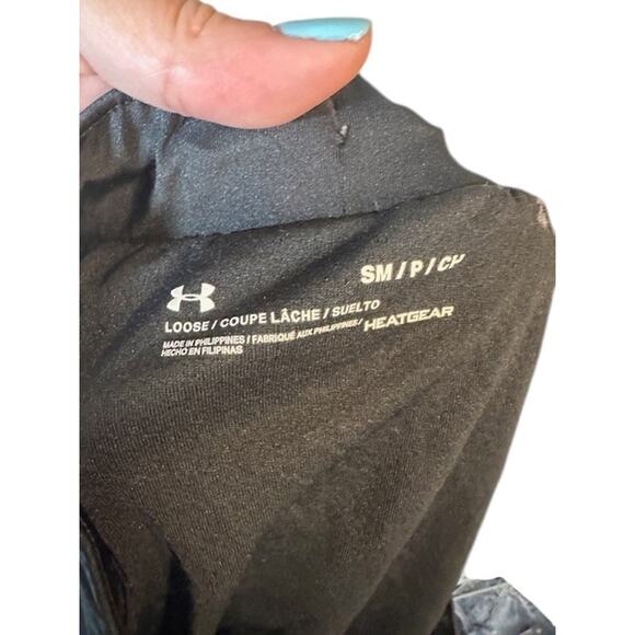 Under Armour Black White Lined Drawstring Loose Fit Athletic Shorts Women Sz S - Picture 8 of 8